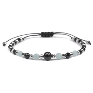 Bransoletka celebrytka czarny TURMALIN AMAZONIT HEMATYT ochrona i spokój